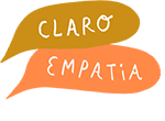 Dois balões de fala coloridos, preenchidos por palavras em espanhol: “claro” e “empatia”