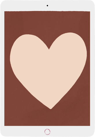 Surge um iPad ilustrado, que mostra uma imagem de um símbolo de coração.