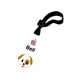 Badge do cão-guia com um emoji de cão